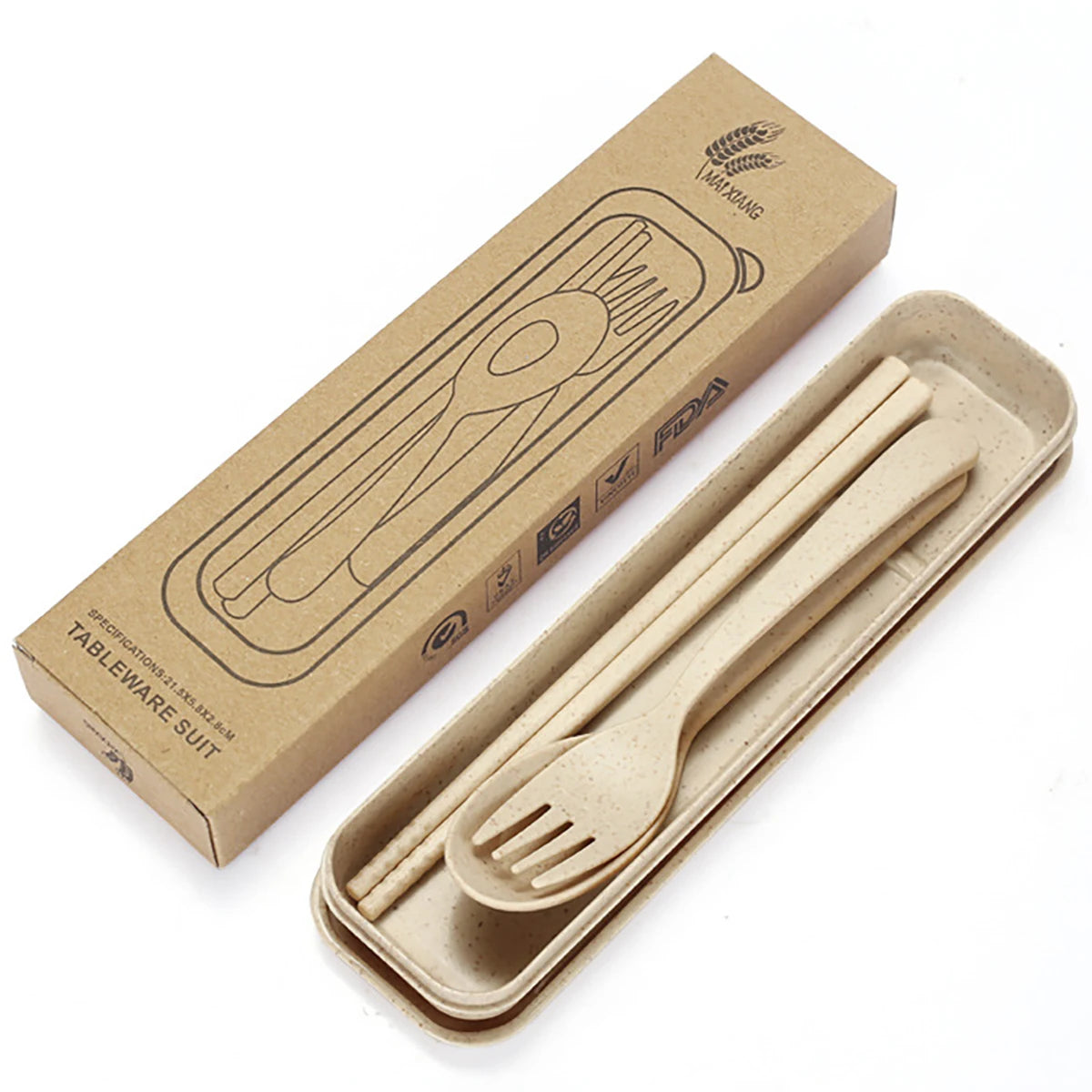Fork Spoon Chopsticks Bowls Cup Dish Dinnerware Set High Grade Wheat Straw Tableware Children's Unbreakable Dishes Camping Set