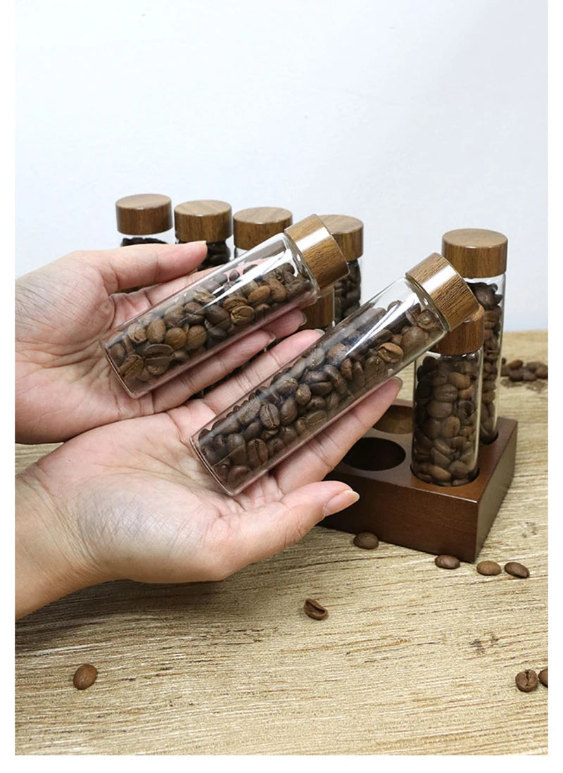Coffee Beans Storage Container Tube Display Rack Tea Bottle Glass Single Dose Espresso Accessory Coffeware Set Barista Tool Gift