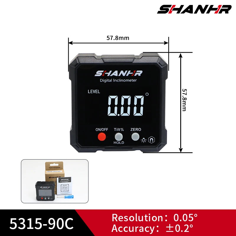 SHAHE Digital Angle Finder Gauge Magnetic Protractor Inclinometer Angle Cube Level Box With Magnetic Base And Backlight
