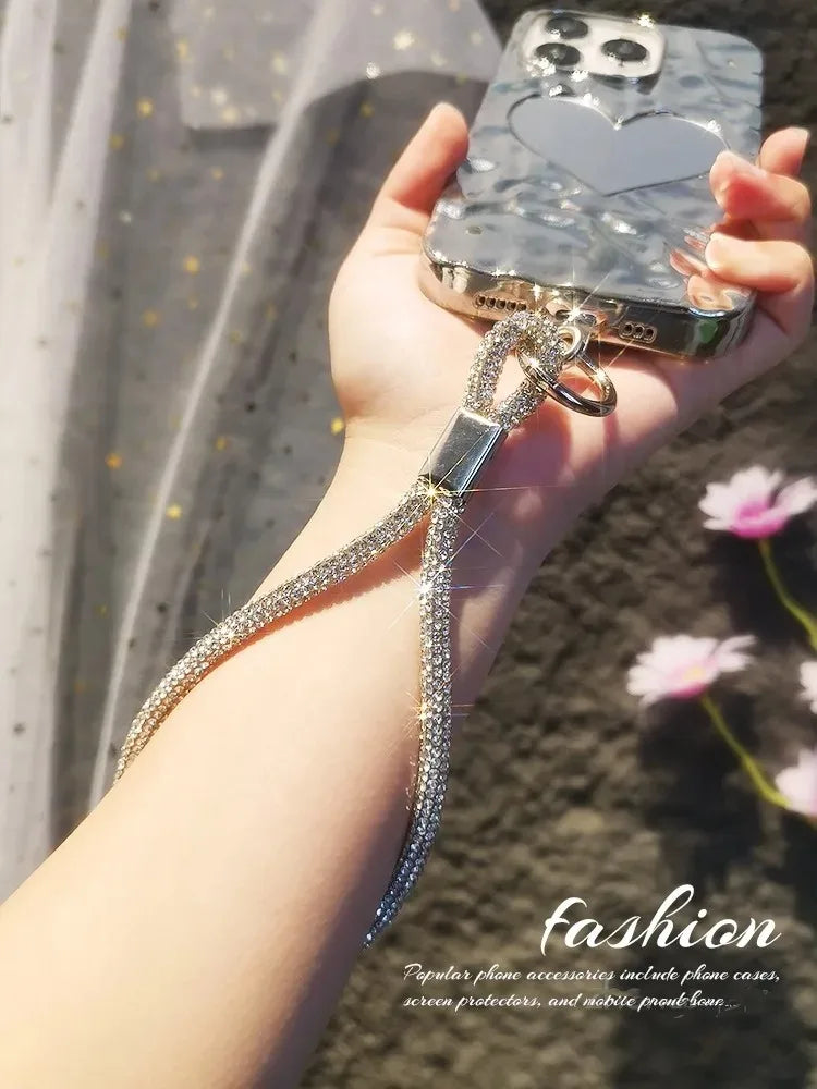 INS Glitter Phone Lanyard Phone Crystal Wrist Straps Keychain Anti-lost Rope Universal Bling Hanging Cord