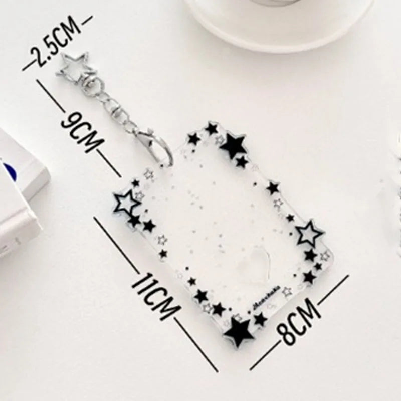 Transparent Clear Acrylic 3 Inch Kpop Photocards Holder Photos Cards Star Holder Bags Pendant Star Chaser Card School Stationery