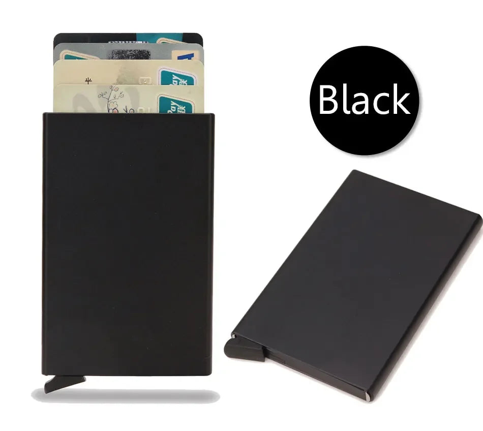 Rfid Metal Credit Card Holder Luxury Men Minimalist Wallet Cardholder Case Bag Business Supplies Card Storage Box Organizer Mini