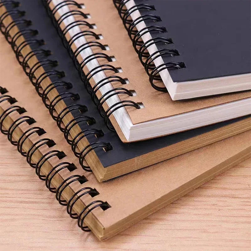 A5/A6 Spiral Sketchbook Blank Notebook 50 Sheets Kraft Paper Hardcover for Students Graffiti/Painting School Stationery Supplies