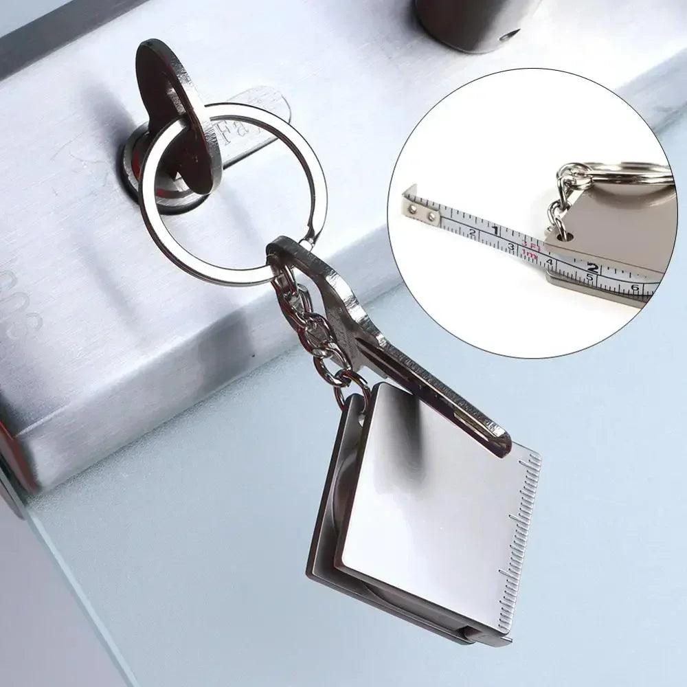 Key Ring Tape Measure Keychain Gauging Tools Retractable Ruler Pull Ruler Measuring Tools Stainless Steel Portable