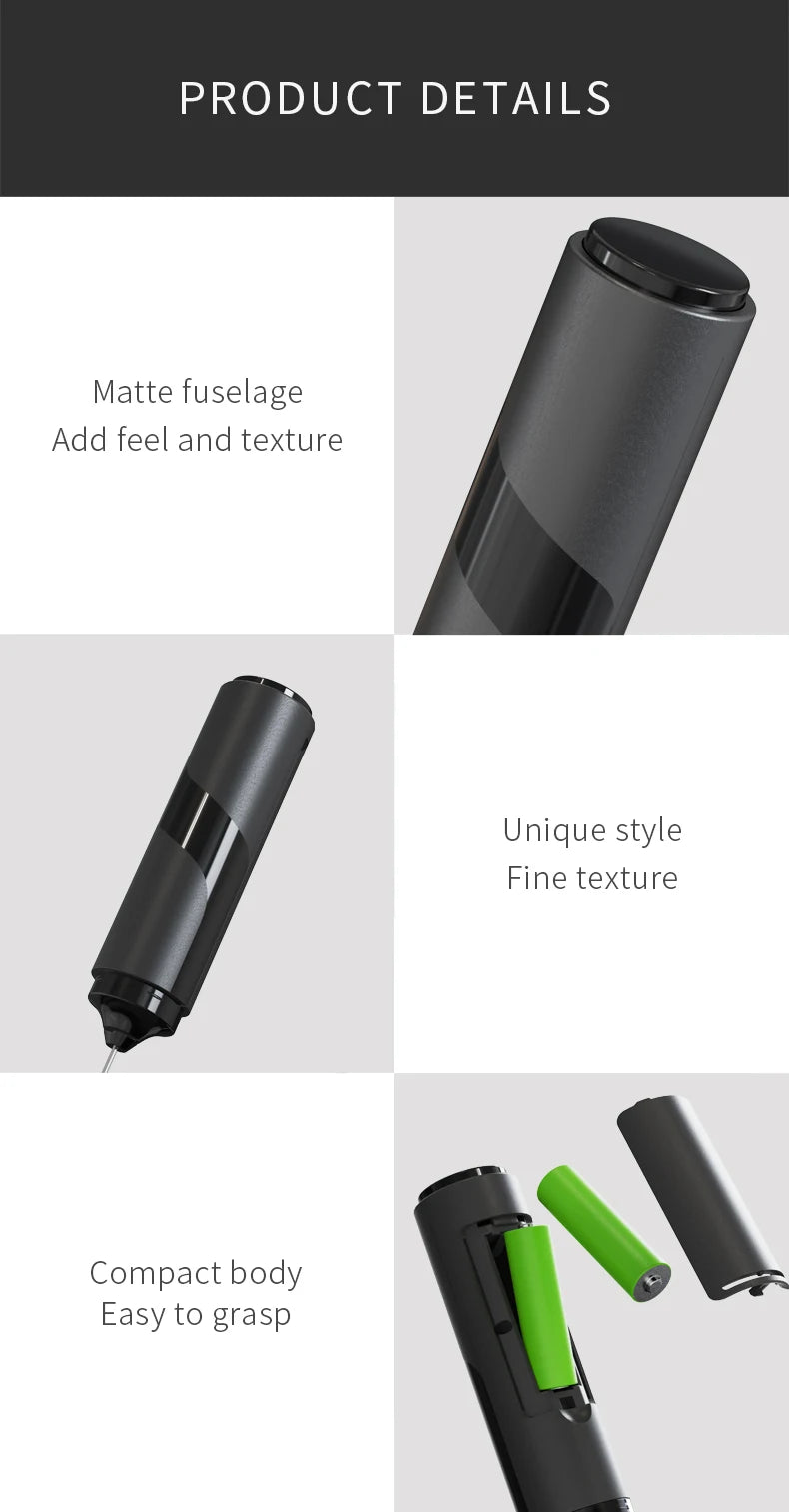 Portable Battery Stirrer Milk Frother Handheld Foam Maker for Lattes Whisk Drink Mixer Coffee Electric Egg Beater Kitchen Tool