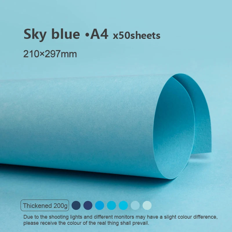 A4 Colored Cardstock 50sheets Thickened Hard Paper 200 gsm Card Stock Colorful Drawing Paper for DIY Art Card Making Scrapbook