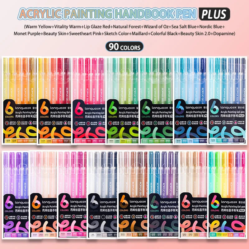 Languo 6/24/36/54/72/90 colors Acrylic Painting Handbook Pens Multi-Color Gel Pen Student Neutral Pen Writing Marker Stationery