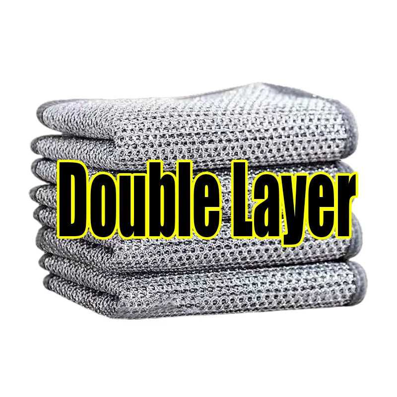 Wholesale Metal Steel Wire Rags Cloth Home Kitchen Pot Pan Dishwashing Double-sided Dishcloth Cleaning Cloths Towel Scrubber Rag
