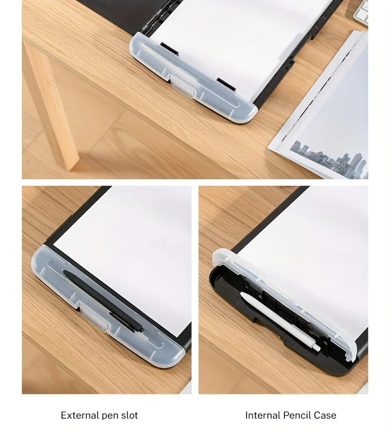 Large A4 Waterproof File Box with Pen Slot Desktop Plastic File Organizer Writing Board Storage