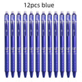 12pcs Press Type Erasable Gel Pens 0.5mm Black/Blue Ink Bullet Washable Handle Magic Refills Rod Super Capacity Ink Writing