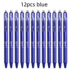 12pcs Press Type Erasable Gel Pens 0.5mm Black/Blue Ink Bullet Washable Handle Magic Refills Rod Super Capacity Ink Writing