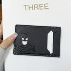 Personalized Leather ID Card Holder Superhero Mask Design Perfect Gift Travel Wallet ID Cover Trendy Youth