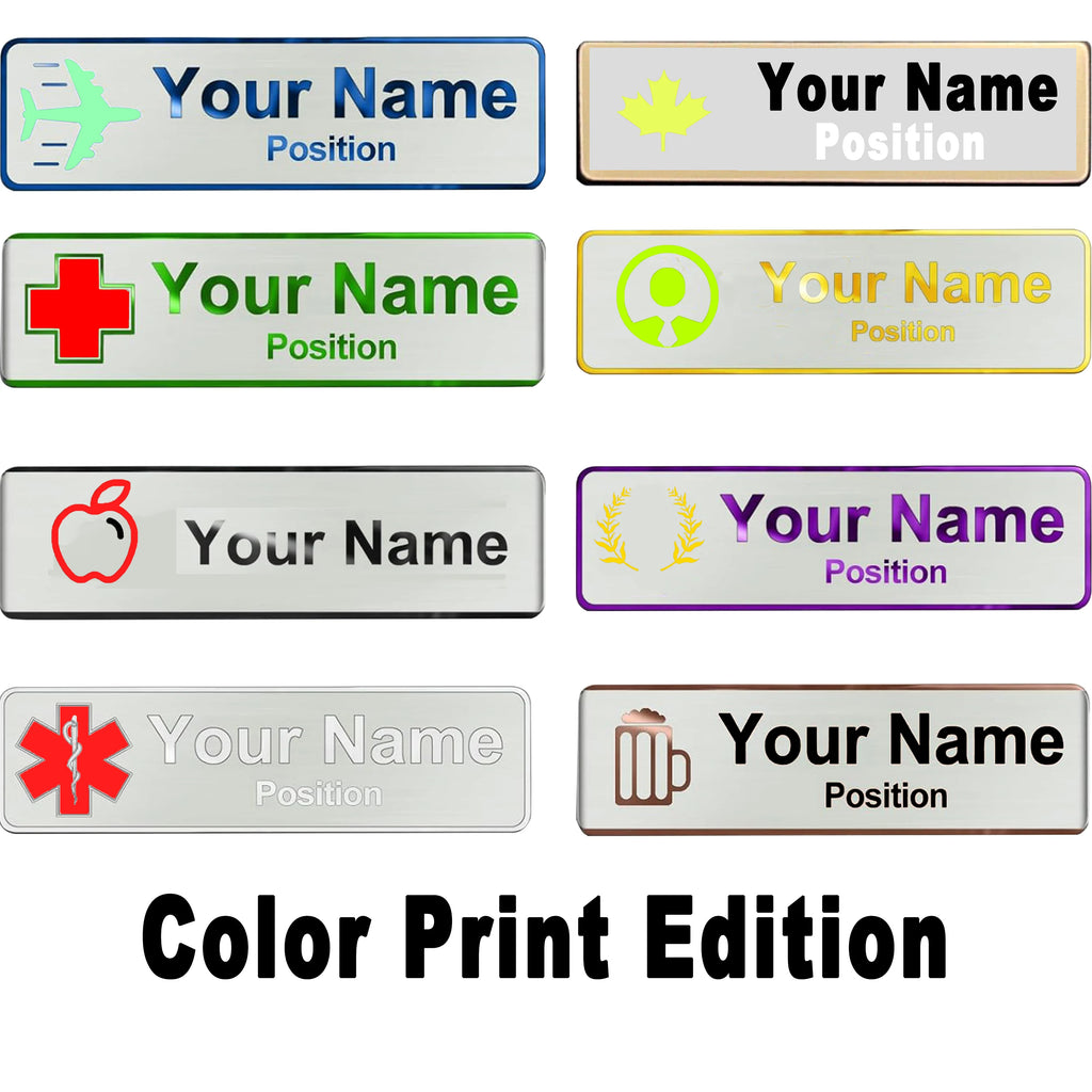 Custom Name Badge Engraved Personalized Name Plate Stainless Steel Custom Name Tag with Magnetic Pin Back Pin Clip