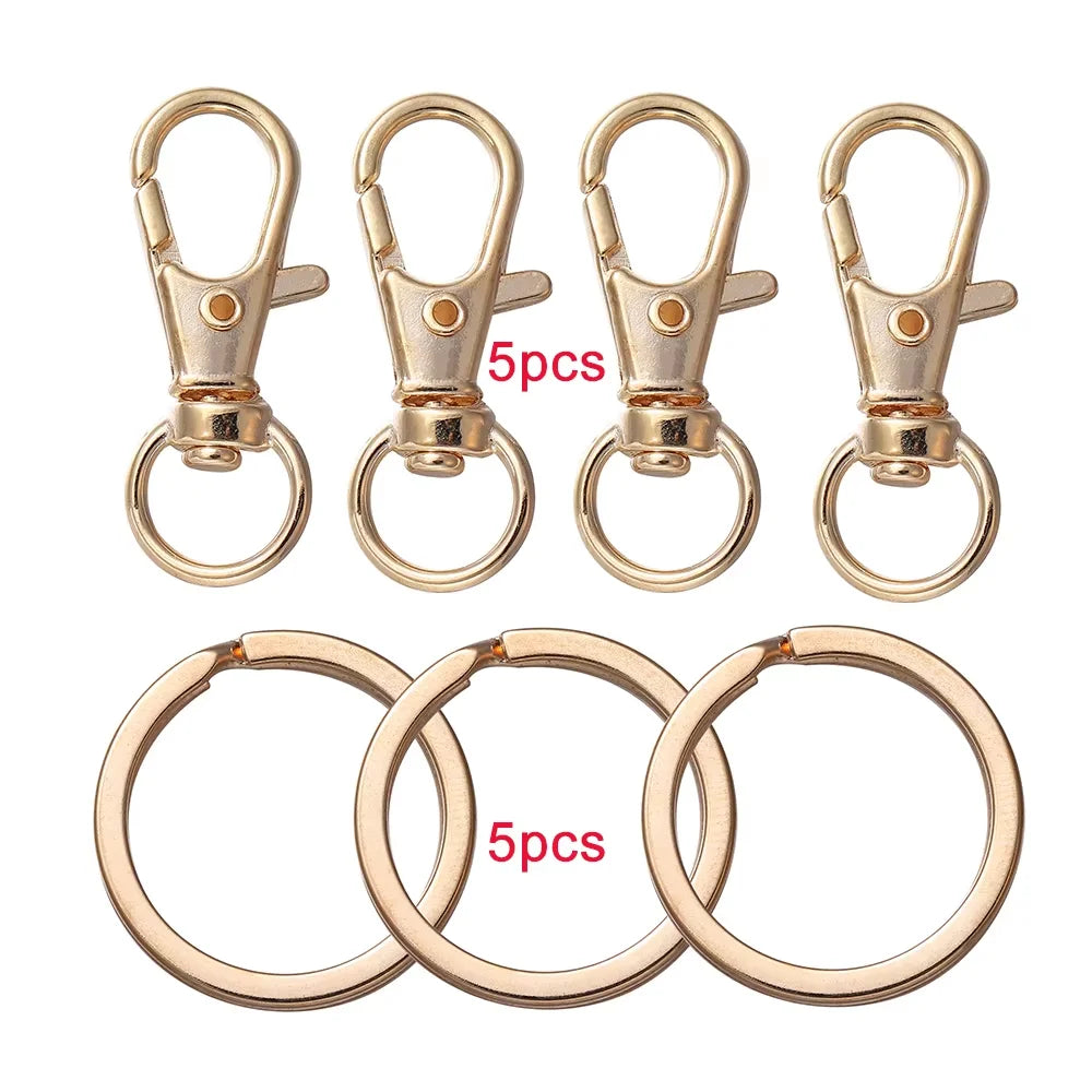 10/20Pcs Swivel Clasps Set Lanyard Snap Hooks with Key Chain Rings Keychain Clip Hooks for DIY Necklace Bracelet Chain Supplies
