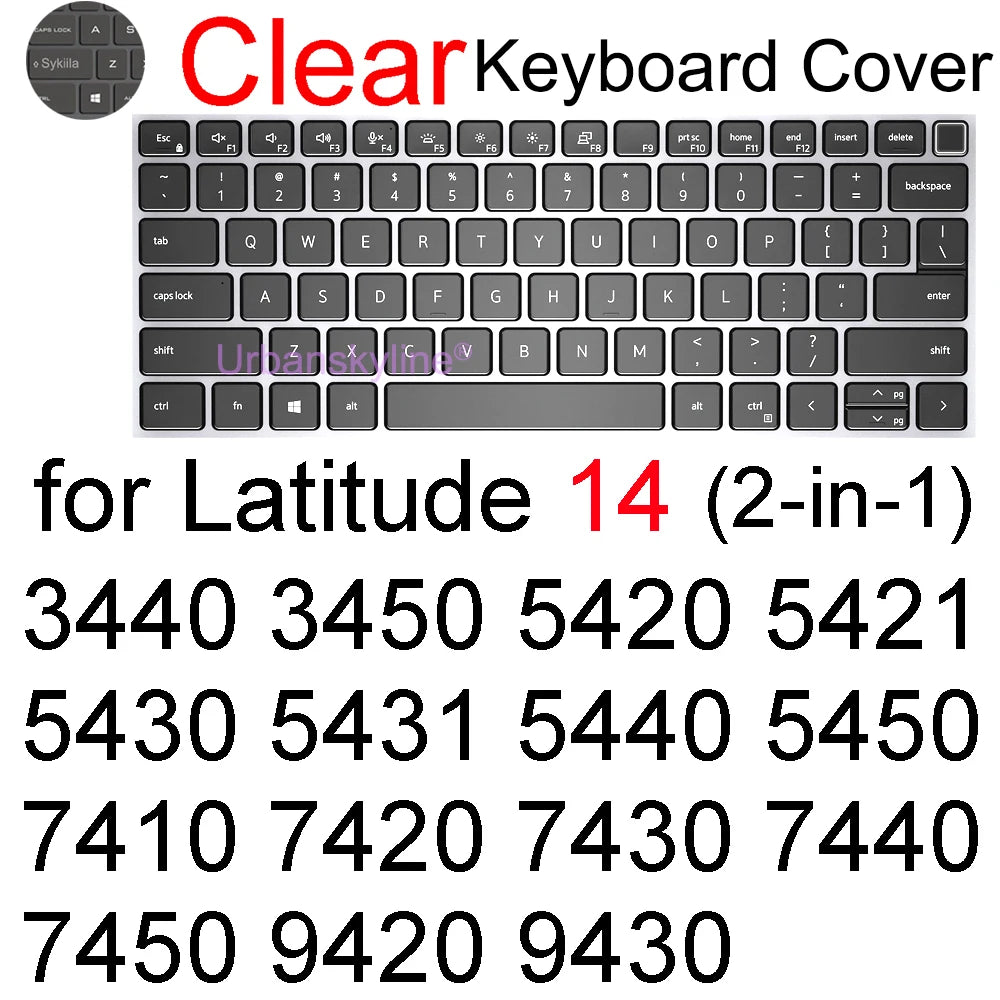 Keyboard Cover for Dell Latitude 14 7440 7450 7400 7404 7410 7414 7420 7424 7430 7480 7490 2 in 1 Silicone Protector Skin Case
