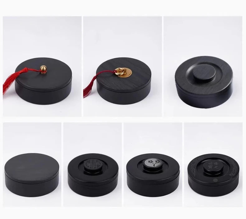 Natural Raw Stone Inkstone Chinese Brush Writing Painting Circular Inkstone Vintage She Inkstone Cartridge Calligraphy Supplies