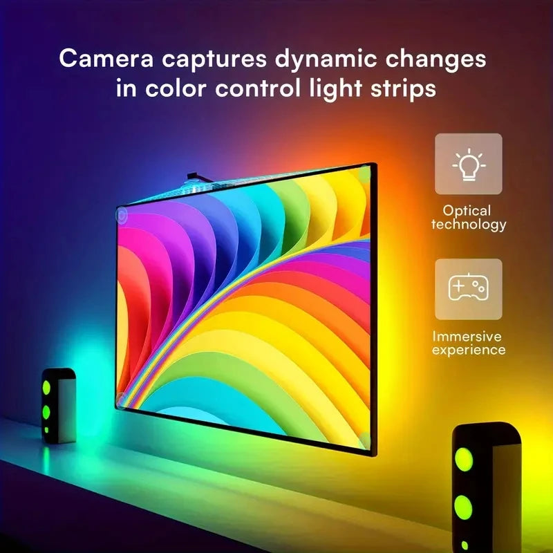 Tv Ambient Backlight 5V Usb Rgbic Led Light Strip With Camera 3.8M 5M App Smart Lighting Screen Color Synchronization Game Lamp