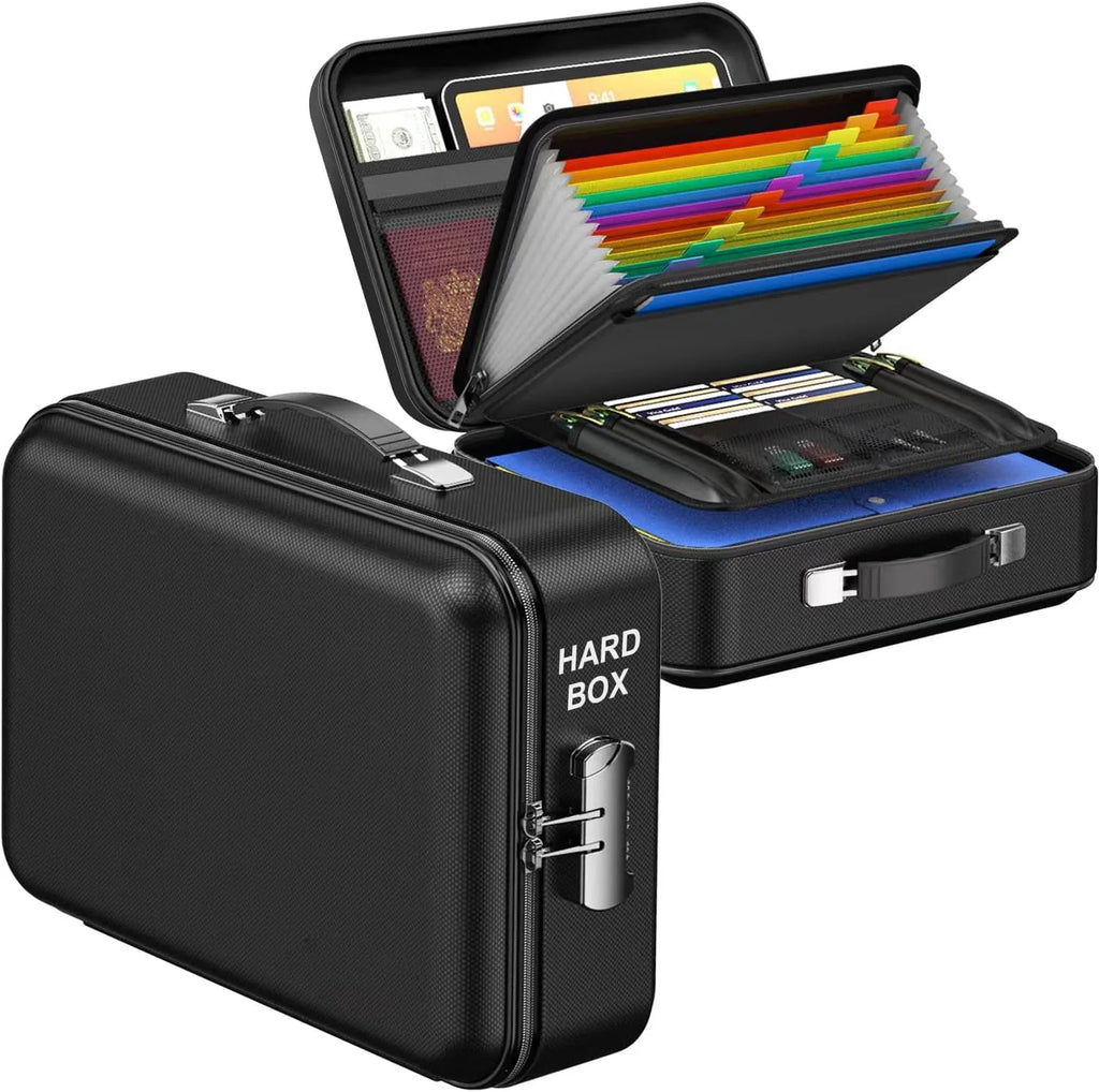 Hard Shell Fireproof Document Box with Lock Portable A4 Document Bag 5200°F Document Box Waterproof for Important Documents