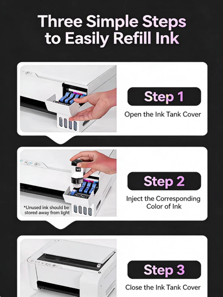 544 Dye Refill ink Premium quality Dye Ink for For Epson EcoTank L1210 L3110 L3150 L3210 L3250 L3251 L3260 L5290 Printer