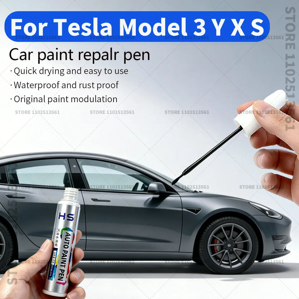 For Tesla Model 3 Y X S Scratch Removal and Wheel Hub Touch Up Pen Paint Clear Coat To Enhance Gloss Pearl White Deepsea Blue