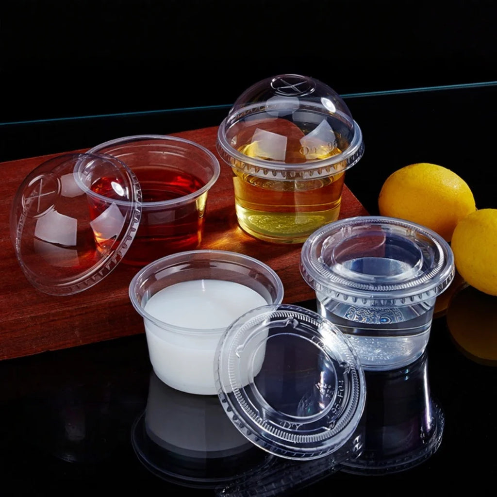250ML Disposable Salad Cup 50/100Pcs Transparent Plastic Dessert Cups Bowls Container with Dome/Flat Lids for Ice Cream Cupcake