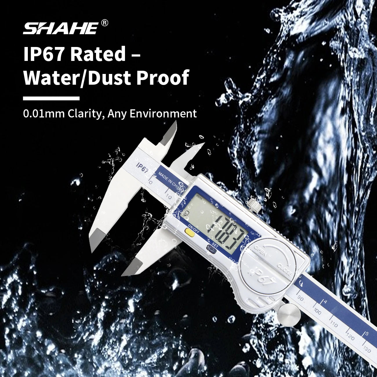 SHAHE IP67 Dust/Water Proof Electronic Vernier Caliper Digital Calipers 0-150/200/300mm Stainless Steel Caliper Tools