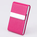 Business Card Holder Case - Slim PU Leather Metal Pocket Card Holder with Magnetic Shut, Name Card Holder
