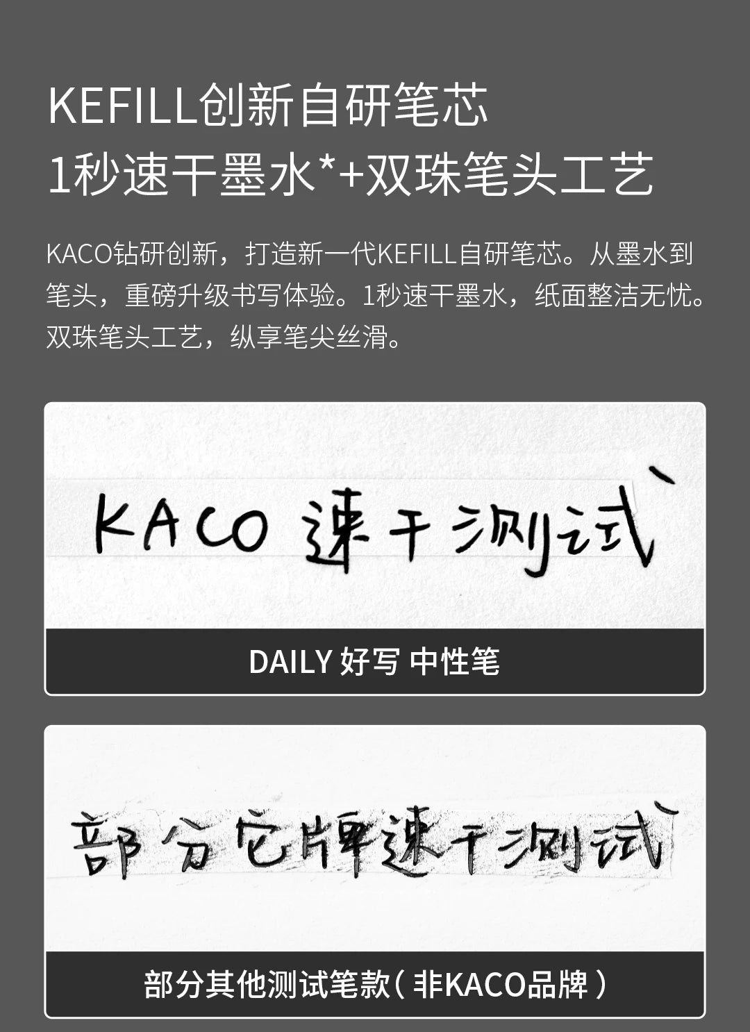 KACO Gel Pens Press Signature Pen Stationery Metal Pen Clip 0.5mm Black Ink Quicking Drying Large Capacity 800M Smooth Writing