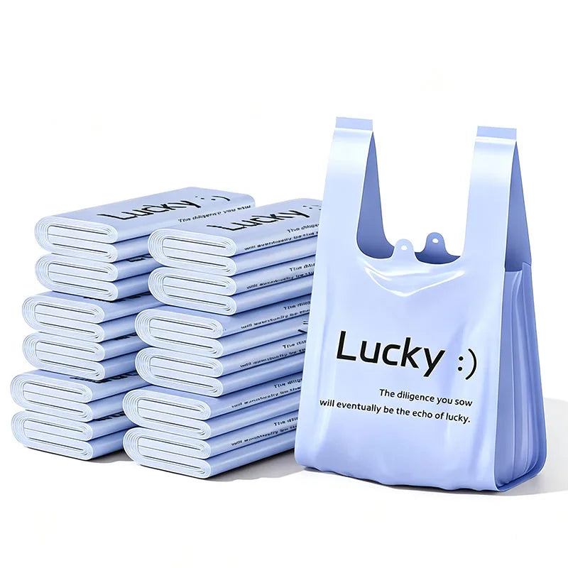 200pcs Heavy Duty Vest Trash Bags with Handles, Thick Disposable Plastic Garbage Bags for Home Bathroom & Kitchen