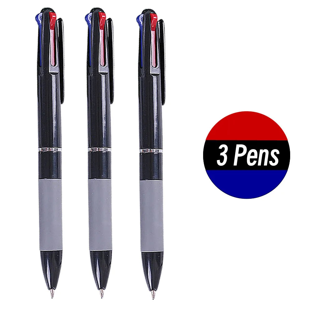 3 in 1 Red/Black/Blue Ink Color 0.7mm Student Ballpoint Pens Ball Point Writing Stationery Fine School Supplies Pencils Office