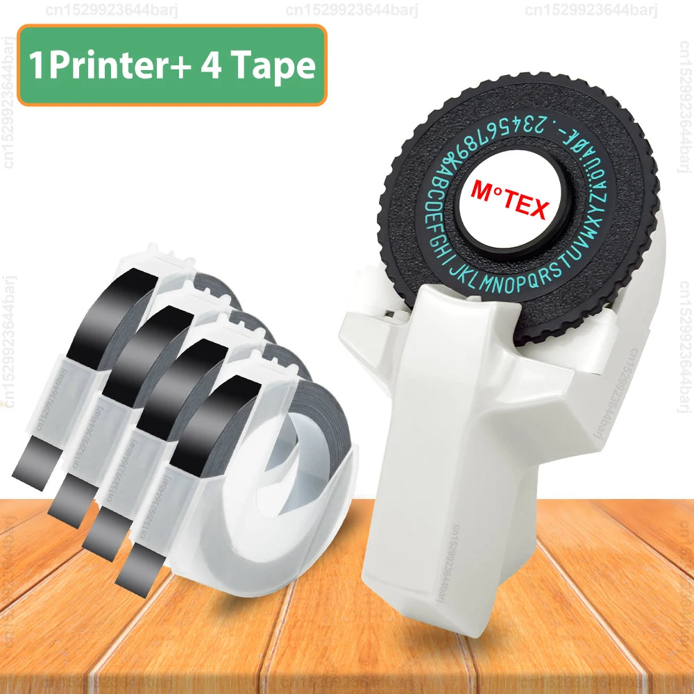 Motex E101 Portable 3D Embossing Label Printer Similar as B90 Dymo 12965 1610 Manual Label Maker DIY Adhesive Dymo 3D Label Tape