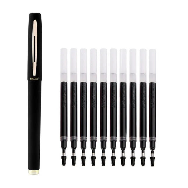 Baoke 0.5/0.7/1.0mm Large Capacity Signature Set Antibacterial Pen Black Carbon Office Neutral Roller Ball Pen Business Refill