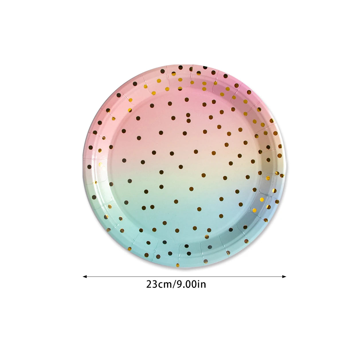 Pastel Rainbow Party Birthday Disposable Tableware Gold Dot Rainbow Gradient Paper Plate Cup Napkin Birthday Wedding Supplies
