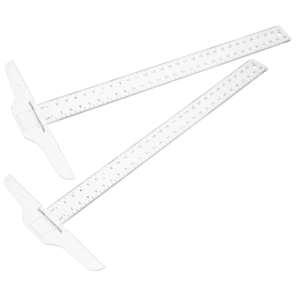 2Pcs Ruler Plastic Drafting T Shape Ruler Accurate Measuring Square for Artists Designers Woodworking Architects