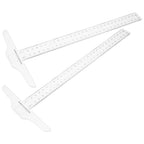2Pcs Ruler Plastic Drafting T Shape Ruler Accurate Measuring Square for Artists Designers Woodworking Architects