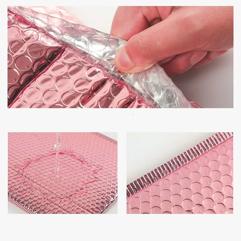 50pcs Rose Gold Poly Bubble Mailer Envelopes Aluminum Foil Padded Envelopes Self Seal Bubble Shipping Mailer Bags