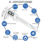 Electronic Digital Caliper, Inch and Millimeter Conversion, LCD Screen Display 0-6” Caliper Measuring Tool, Auto Power Off