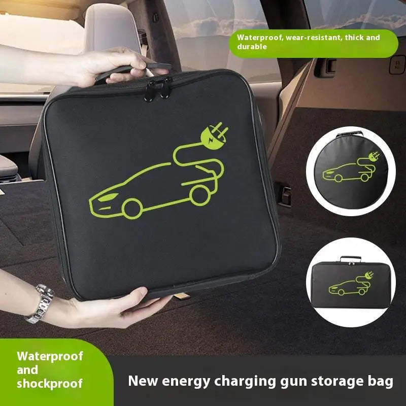Portable Waterproof EV Charging Cable Storage Bag, Fire Resistant Organizer for Electric Car Jumper Wire Plug & Socket