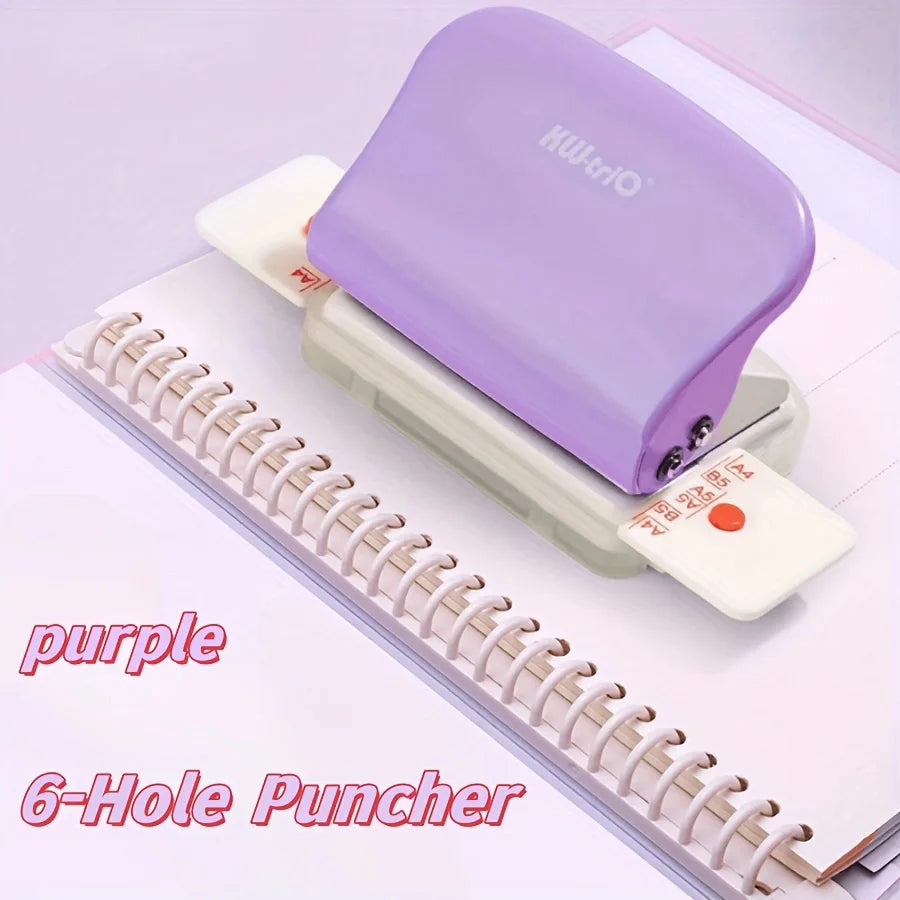 1pc 6-Hole Punch, Loose-Leaf Book DIY Binding Supplies, Notebook Journal Binding Office Paper Cutter-Office