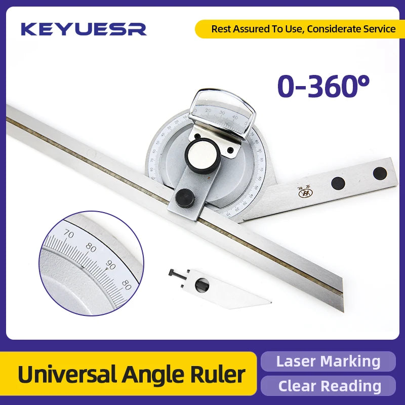 320/360° Universal Angle Ruler Carbon Steel Protractor Angle Measuring Instrument Magnifying Glass Woodworking Measuring Tools