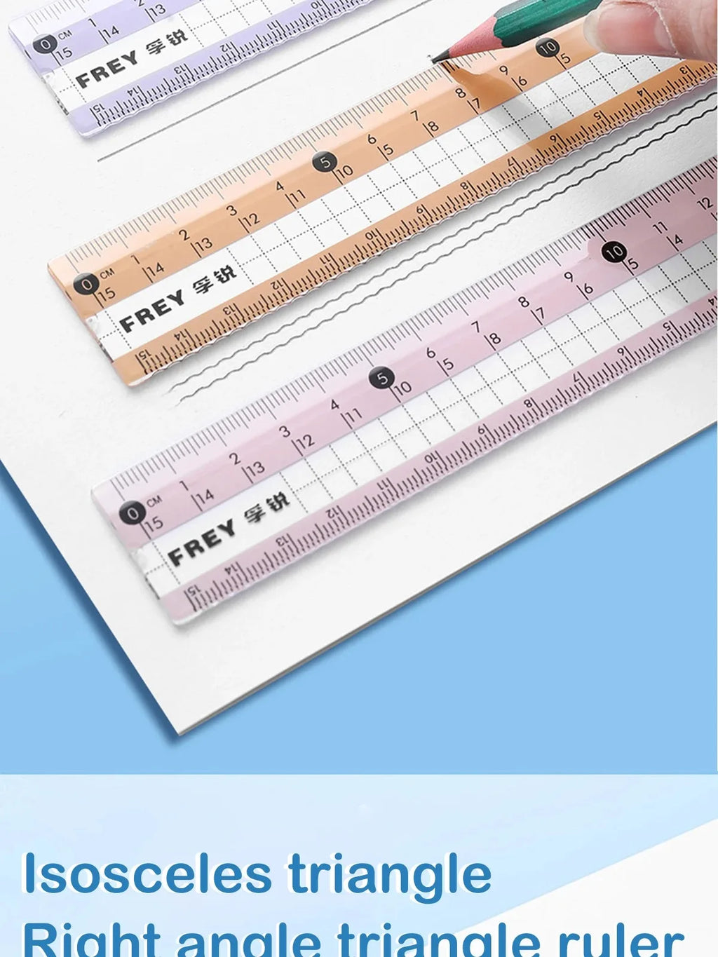 7-Pieces Plastic Geometry Drafting Kit for Students/Artists Lightweight PVC Drawing Tools with Ruler Protractor Office Supplies