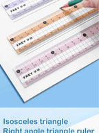 7-Pieces Plastic Geometry Drafting Kit for Students/Artists Lightweight PVC Drawing Tools with Ruler Protractor Office Supplies