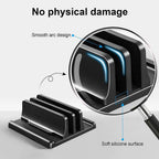Dual-Slot Vertical Laptop Stand Holder Adjustable Double Desktop Notebook Dock Space-Saving for MacBook HP Dell Chrome Book iPad