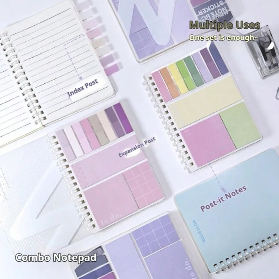 Kawaii Sticky Notes Set Expandable Removable Student Memo Pads Must-Have Study Planner Supplies Bulletin Journal Accessories