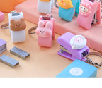 1-3sets Portable Cartoon Animal Mini Trumpet Stapler Paper Binder Stationery Staples Office Binding Tool School Kawaii Supplies