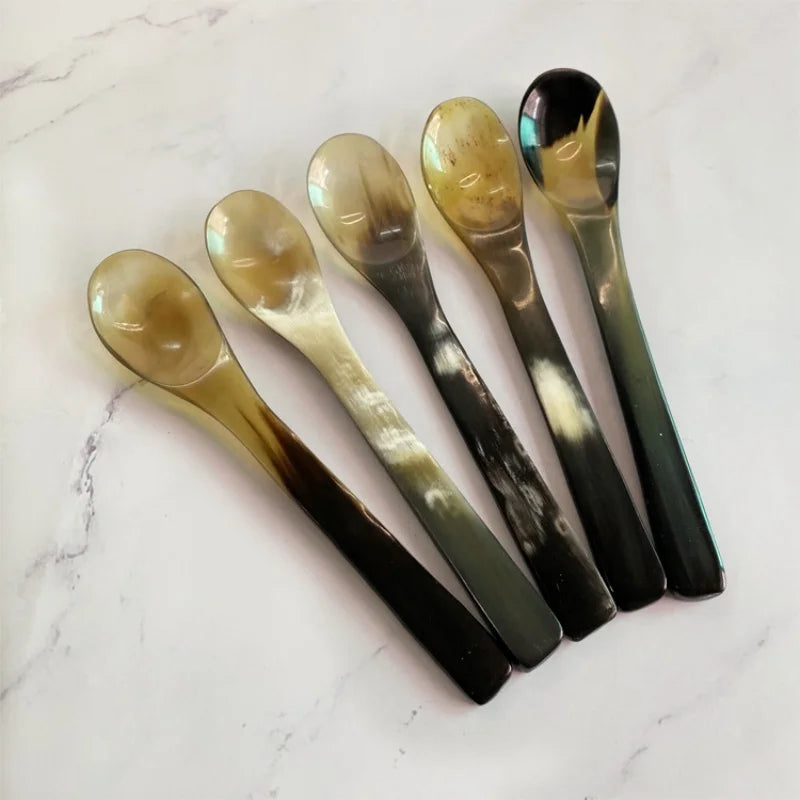14-21cm Kitchen Water Buffalo Horn Spoon Exquisite Western Cuisine Spoon Creative Dessert Spoon Long Handled Spoon Horn Products