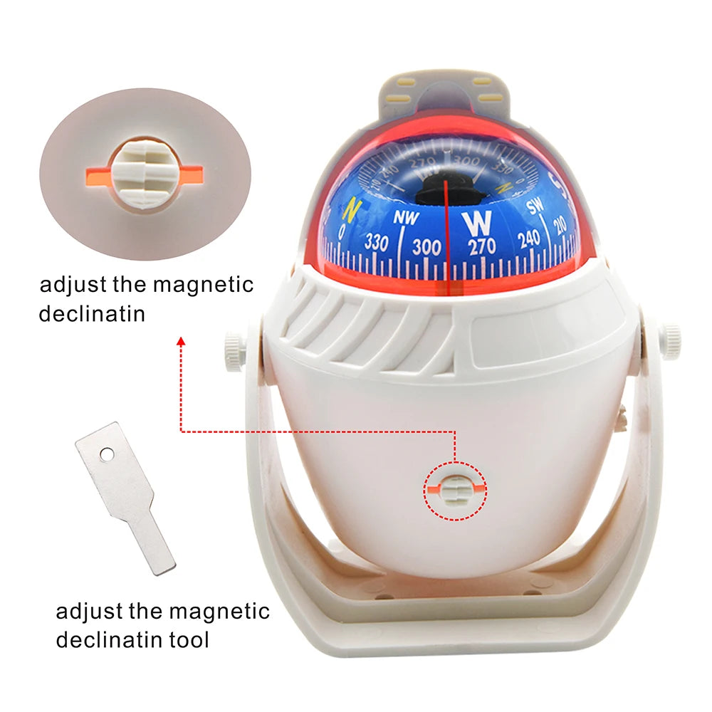 Marine Boat Navigation Compass Sea Position Pointer Waterproof Pivoting Compass Navigating Tools Sailing Tool Boat Accessories