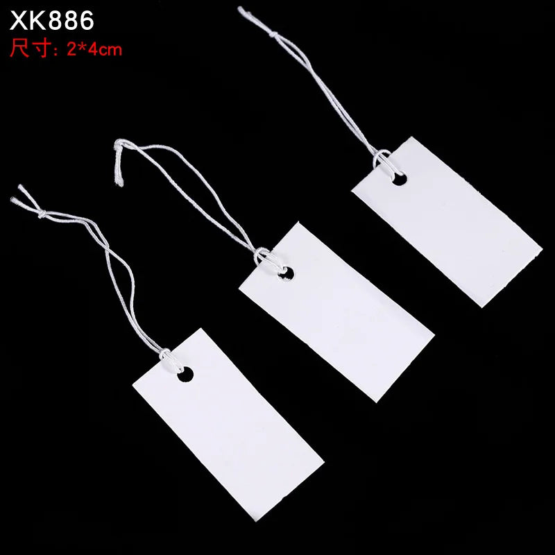 100pcs Jewelry and Jewelry Small Tags DIY Blank Hanging Rope Small Hang Tags Cowhide Elastic Thread Hanging Tags Price Tag