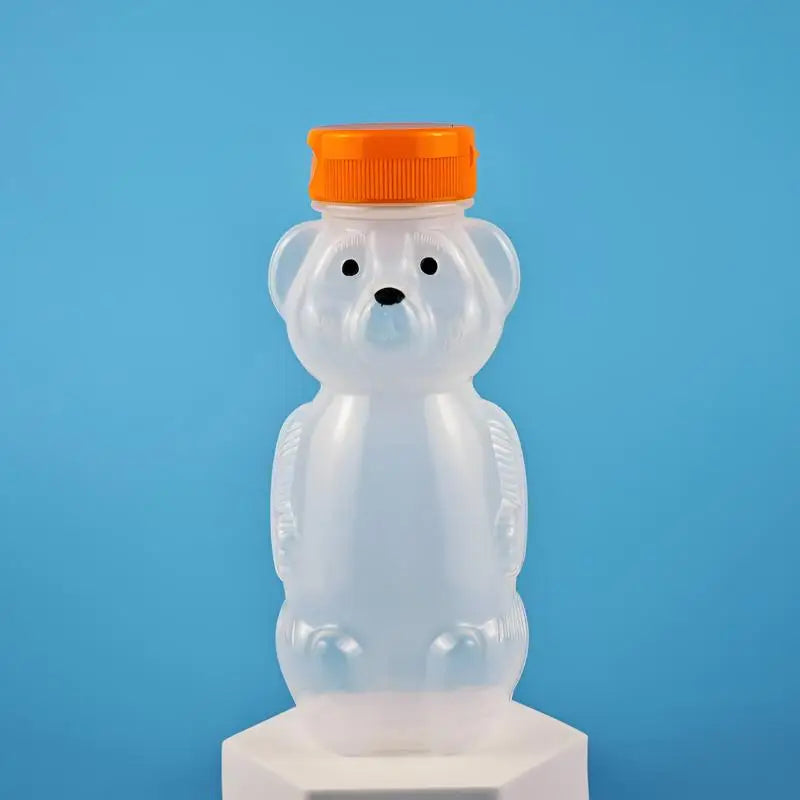 Cute Bear Shaped Bottle Plastic Drink Container Cartoon Honey Bear Straw Cup with Flexible Straws for Milk Juice Honey Storage