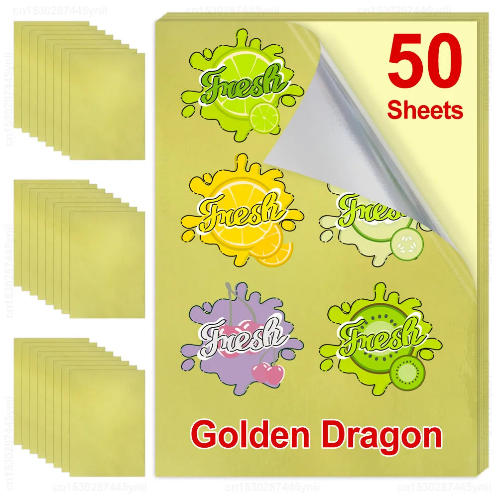 30Sheets/50Sheets Printable Vinyl Sticker Paper Self-adhesive A4 Glossy White Half Transparent Copy Paper for All Inkjet Printer